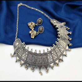Oxidised Silver Choker Necklace