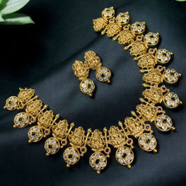 Antique Lakshmi Coin Necklace & Stud Earrings Set