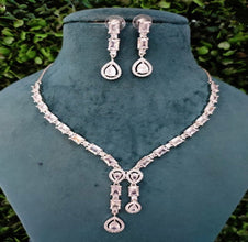 SLN004 | American Diamond Necklace set with silver tone (Copy)