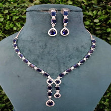 SLN004 | American Diamond Necklace set with silver tone (Copy)