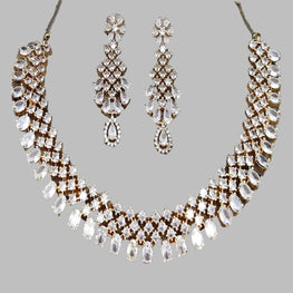 SLN005 | American Diamond Necklace set with gold tone