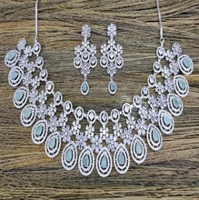 SLN007 | American Diamond Necklace set with silver tone