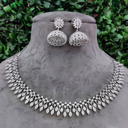 Radiant American Diamond Necklace & Jhumka Set