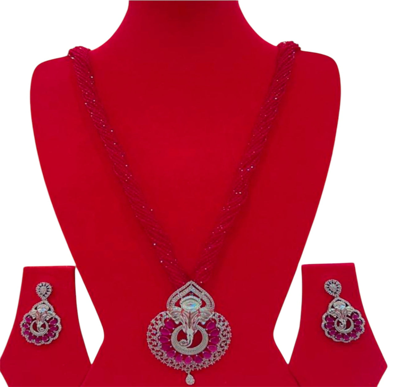 Ruby Radiance Ganesh Pendant Set
